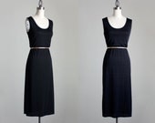 Black Maxi Dress 1990s Vintage Black Stretch Tunic Maxi Sun Dress