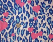 Hold for Bryndi Pink hearts on blue leopard Jersey Knit Fabric 1 YD