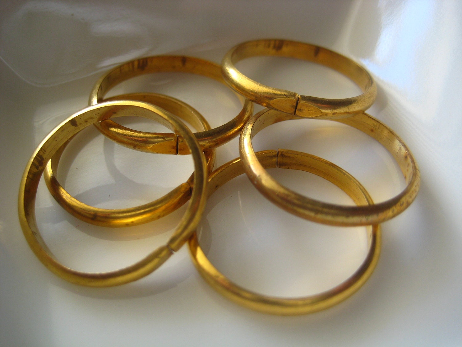 Vintage adjustable brass rings . 2.5mm (6)