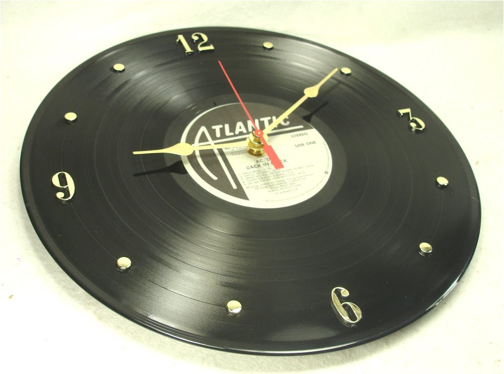 AC/DC Back In Black - Recycled Record Clock