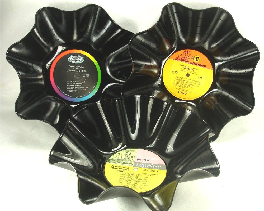 RAT PACK 3 Pack (A) - Frank Dean Sammy - Recycled Record Bowls Geekery