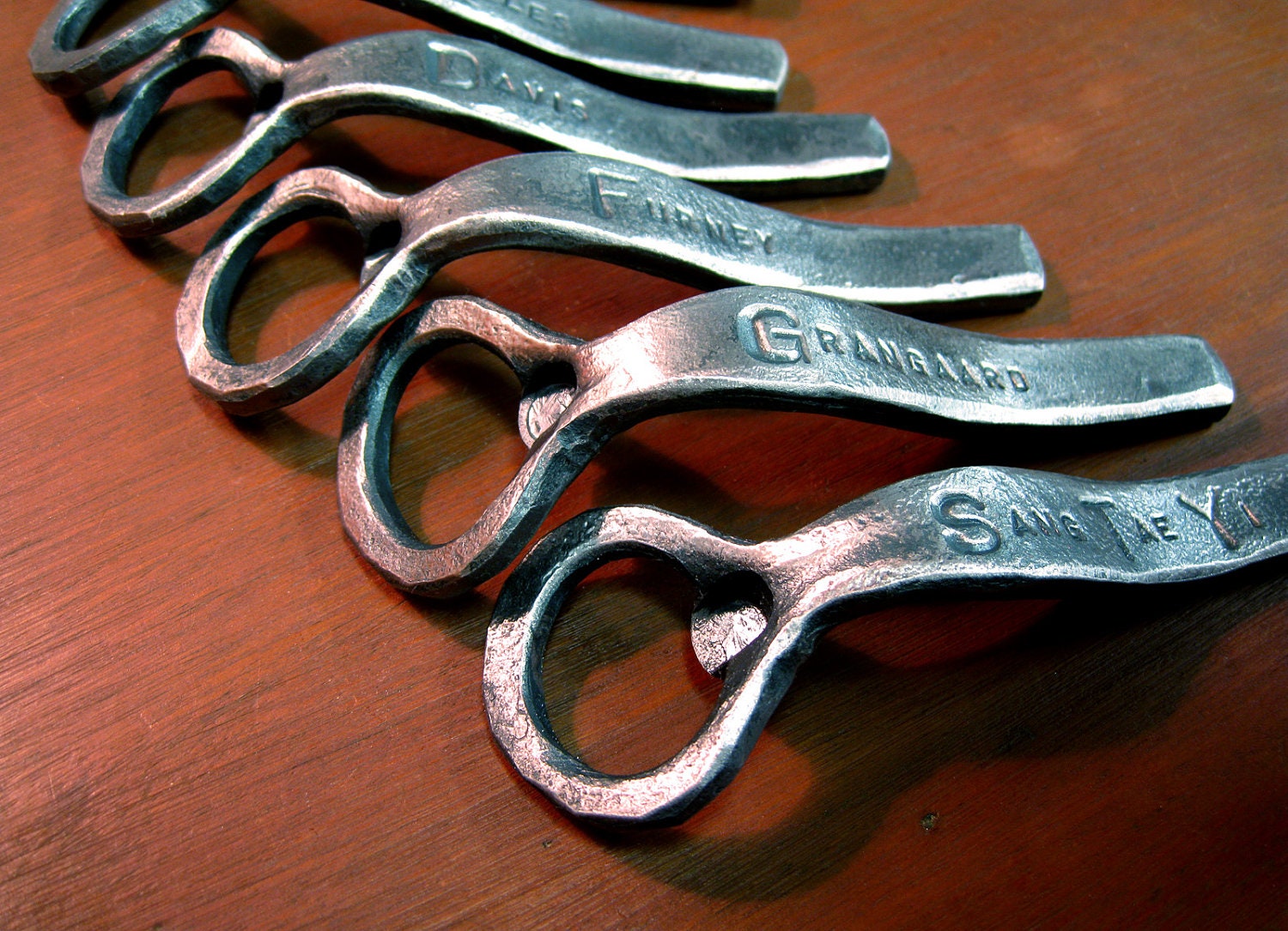 Hand-forged Bottle Openers as Gifts for Groomsmen, Wedding Favors or Custom gifts - Personalized Beer Tools Forged by a Blacksmith