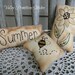 Primitive Hand Stitched Summer Pillow Tucks, Ornies, Flower, Bee