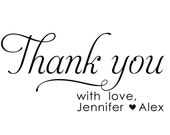 Custom Thank You Stamp WOOD HANDLE - Wedding favor and thank you tags - Jennifer and Alex Design