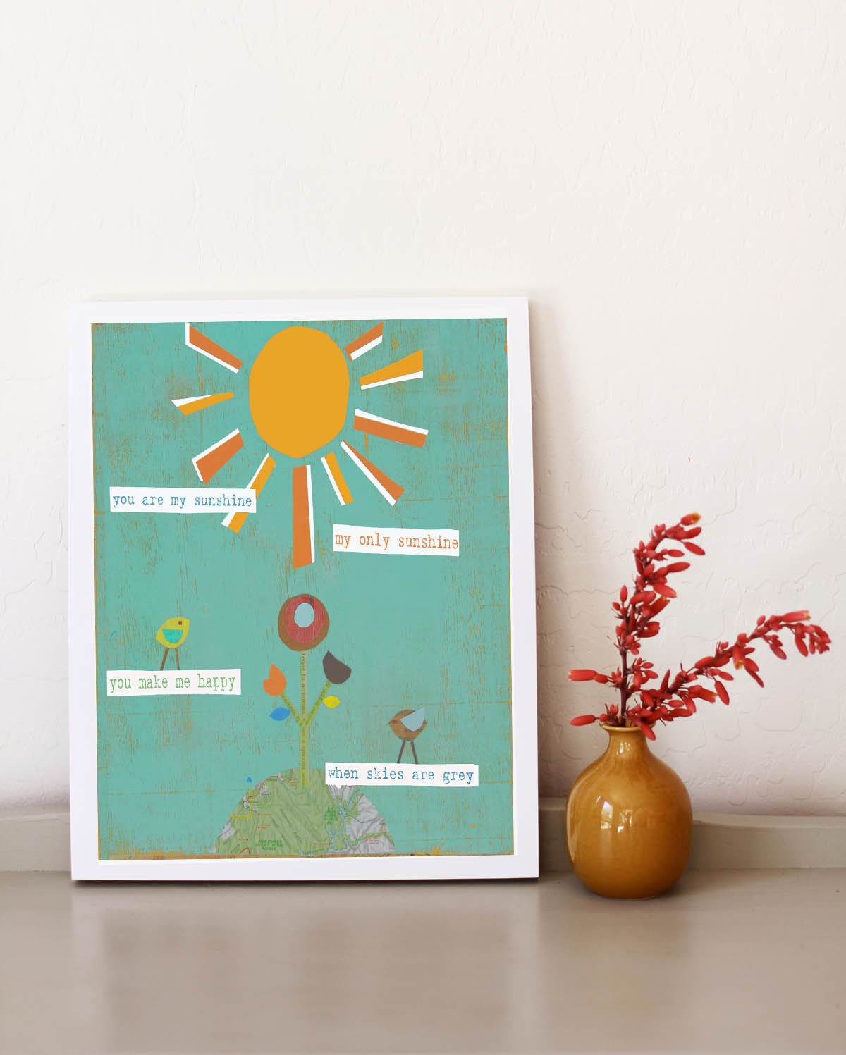 8x10 Nursery Rhyme Art You are my Sunshine Print
