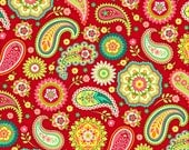 Picadilly Lane Red Paisley Fabric 1 Yard