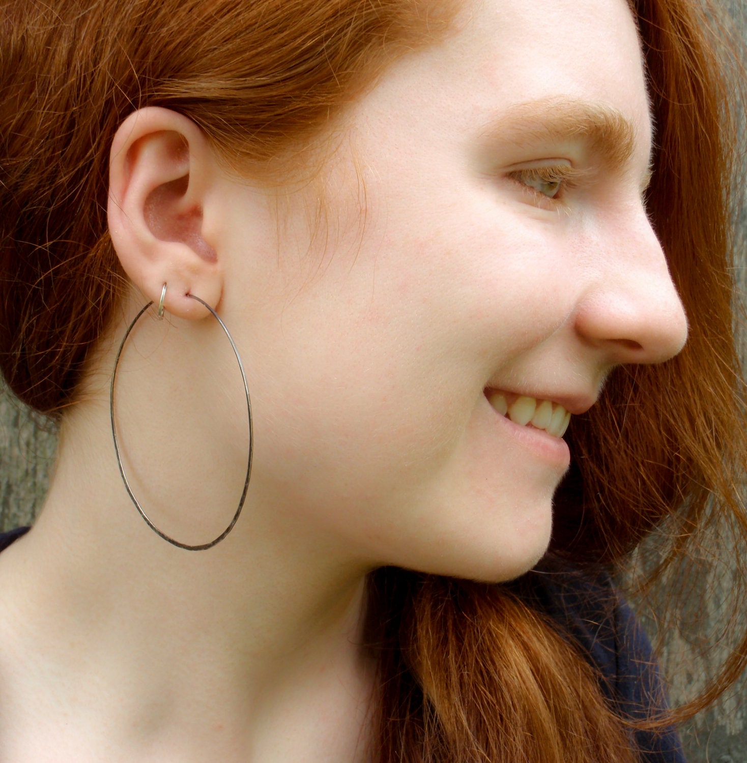 Organic Sterling Silver Earring Hoops - Oversized 65mm