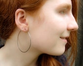 Antique Sterling Silver Earring Hoops - 55mm - Organic Texture