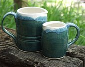Pitcher Set of 2 Decanter Vase Peacock and Milky White