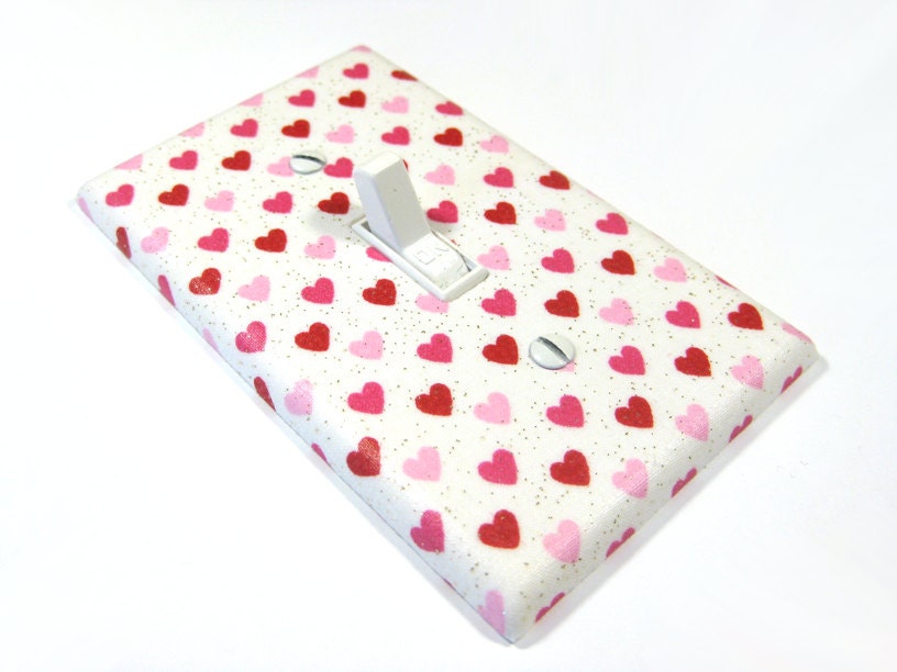 Pink and Red Hearts Light Switch Cover Children Decor Polka Dot Girls Bedroom Switchplate Switch Plate 236