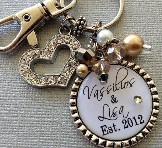 Wedding Anniversary PERSONALIZED Names, Date Silver Pendant Keychain ...