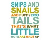 Children's Wall Art / Nursery Decor Snips and Snails and Puppy Dog Tails  11x14 inch poster print by Finny and Zook