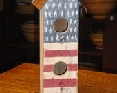 Handpainted Two Hole Primitive Americana Flag Birdhouse
