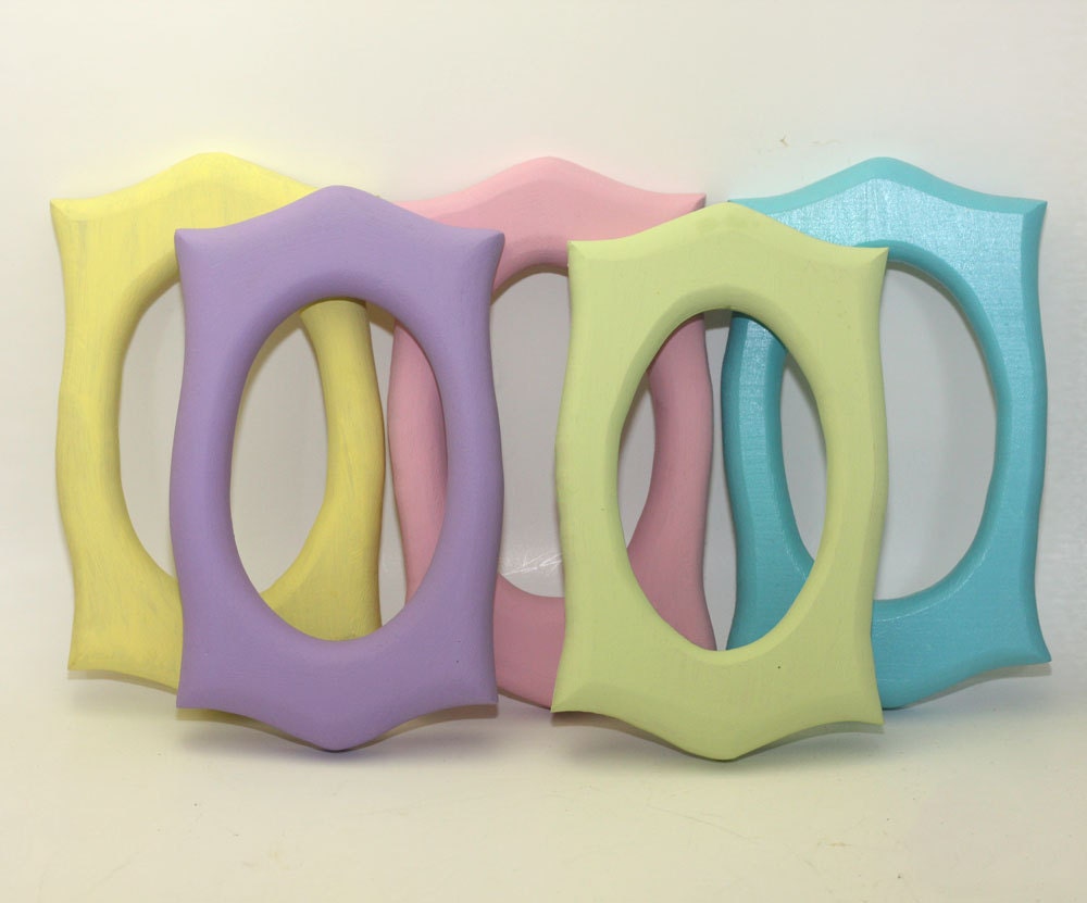 Painted Picture Frame Group Pastel Set of 5 Small