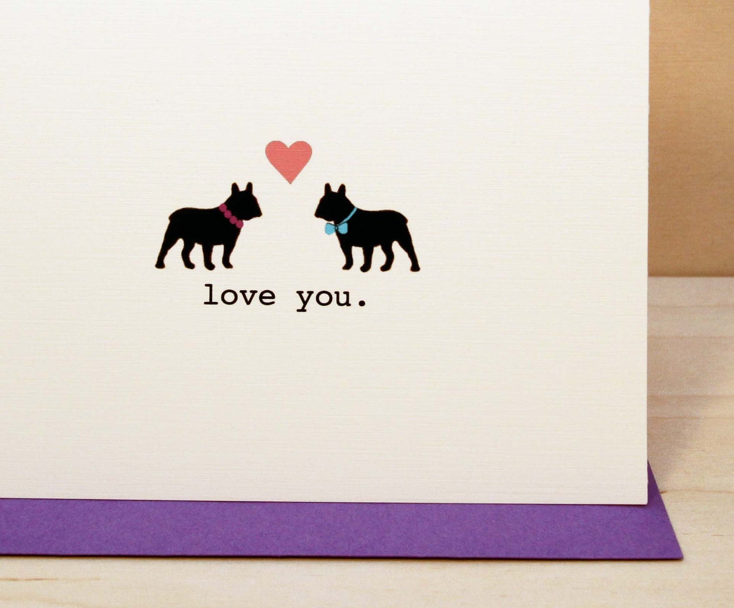 French Bulldog I love you card -  valentine or anniversary card -  Frenchie