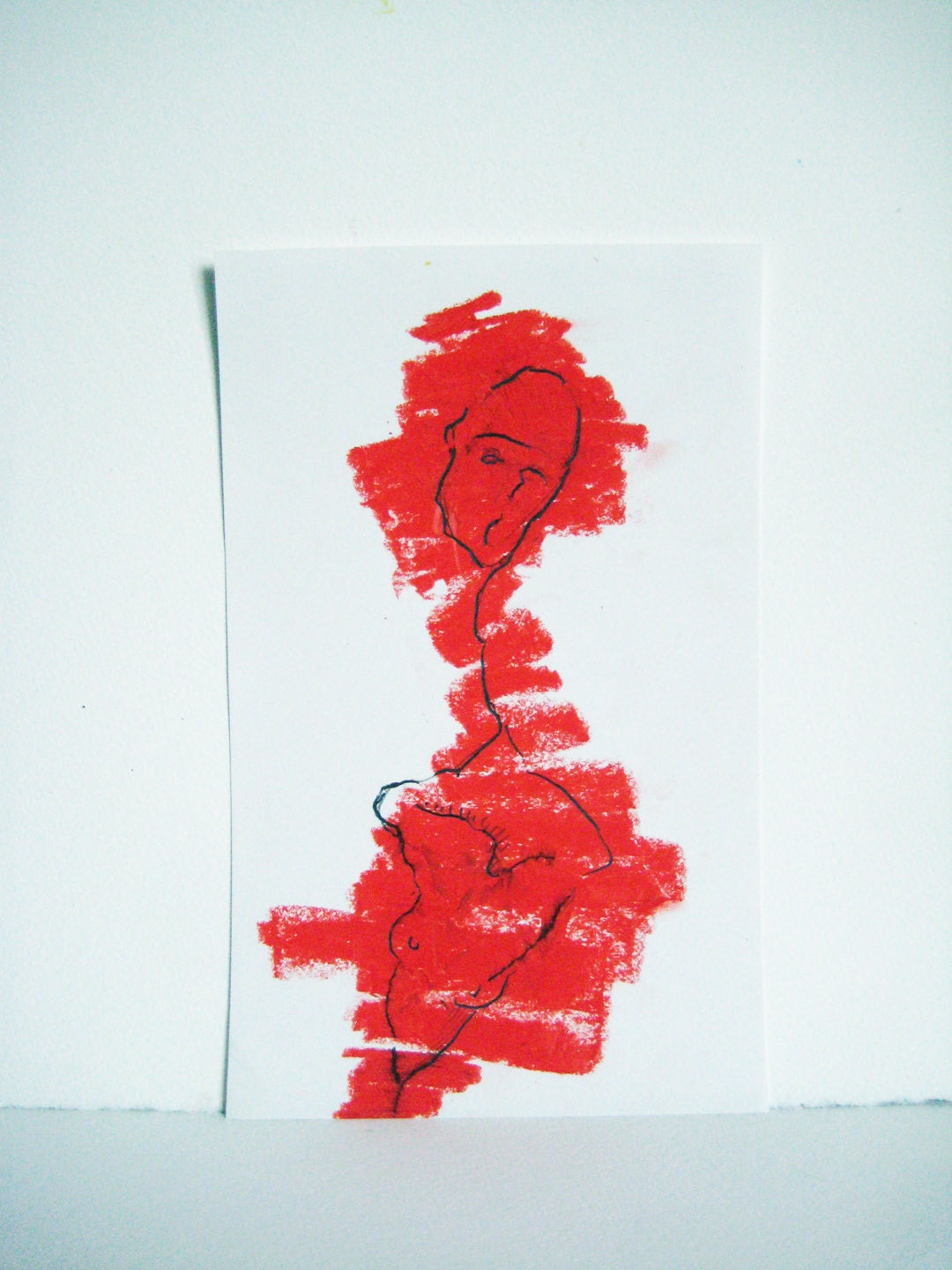 Red Graphite Drawing 6 1/2 x 10 1/2