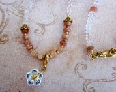 Sunstone & Moonstone Flower Pendant Necklace