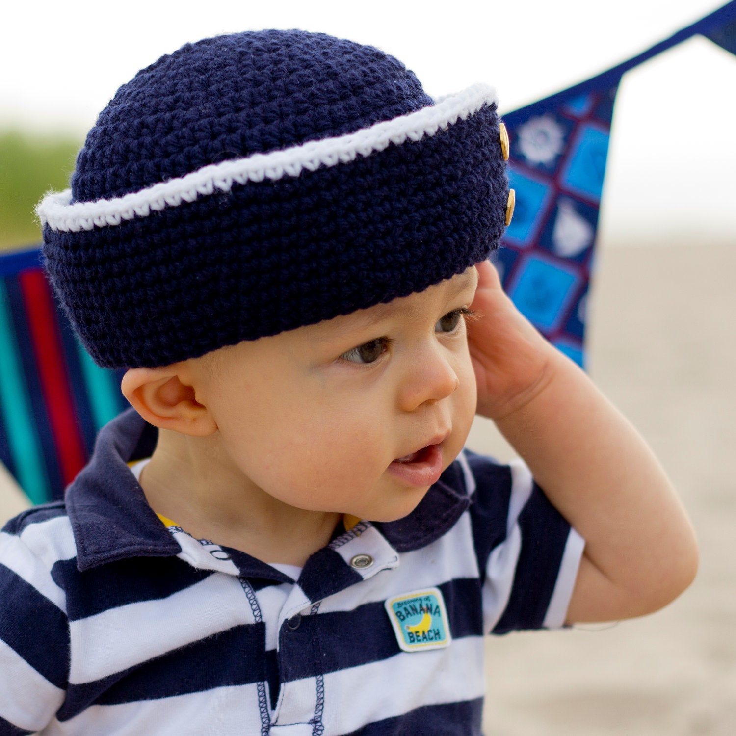 Items similar to Sailor Crochet Baby hat, sizes Newborn 18 months