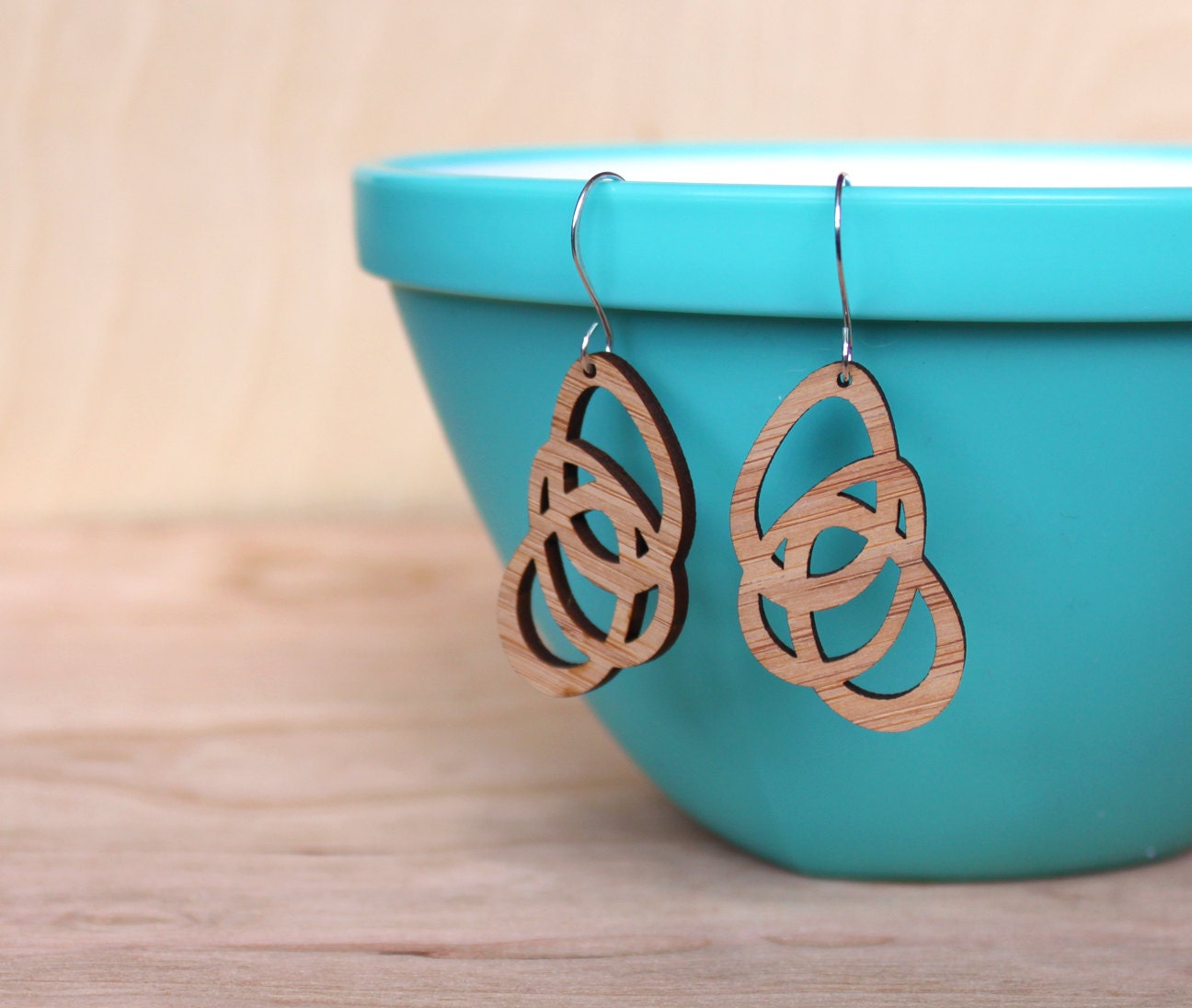 Bamboo Earrings - Geometric Petals - eco friendly  & lightweight