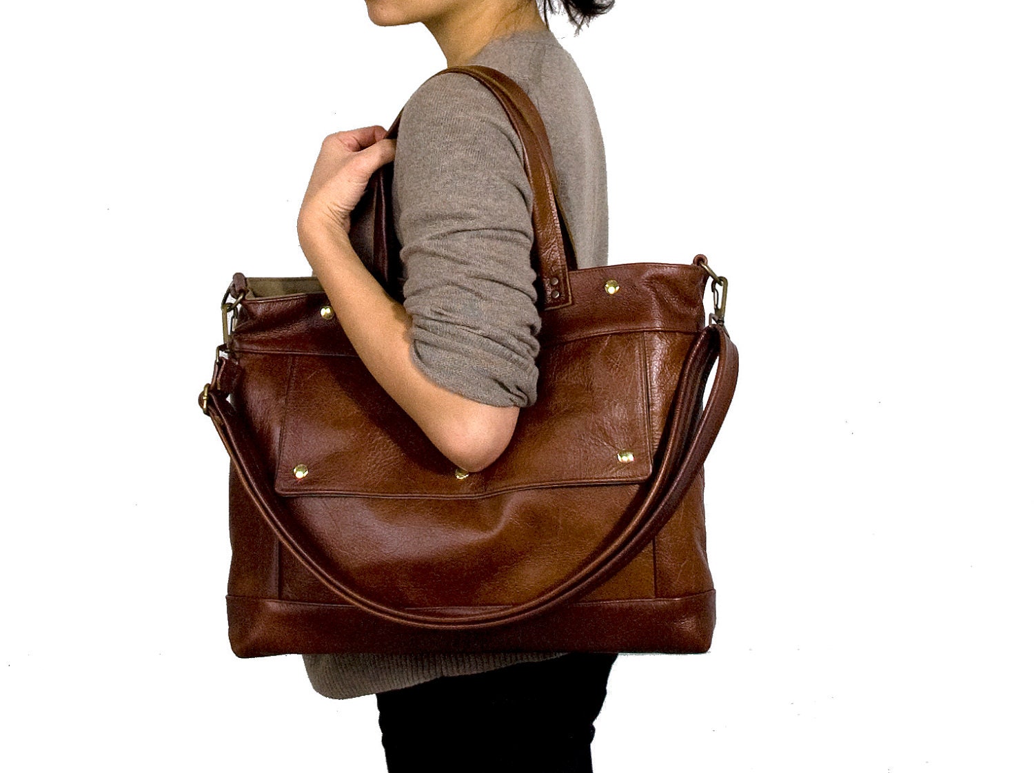 Archive Bag in Dark Shadow Gray Waxed Canvas - LAST ONE - Made to Order