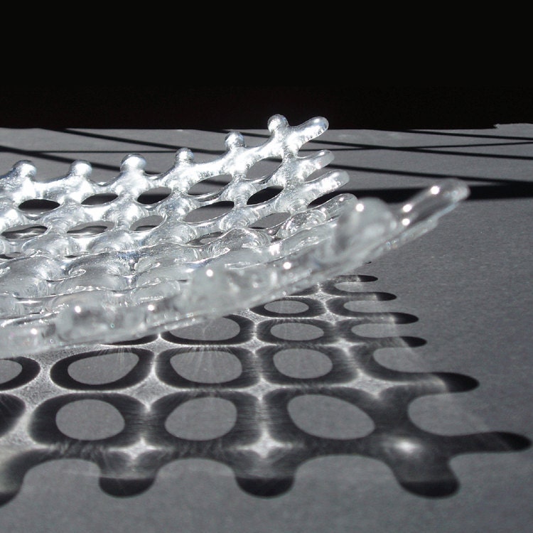 Glass basket - square - fused clear glass