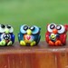Mini Owls Lampwork Beads - peace love happiness