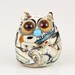 Earthy Cat Lampwork Glass Bead - silvered ivory, topaz, turquoise