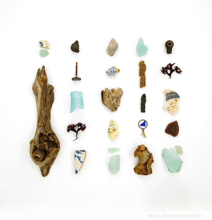 Beachcombing Series No.28, 8 x 8 photograph - Sea glass and driftwood