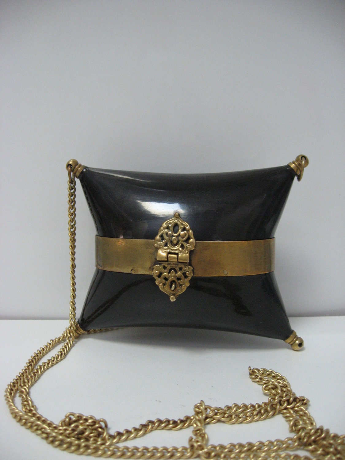 Antique Brass Pillow Box Purse Handbag With Brass by fuzzyelephant
