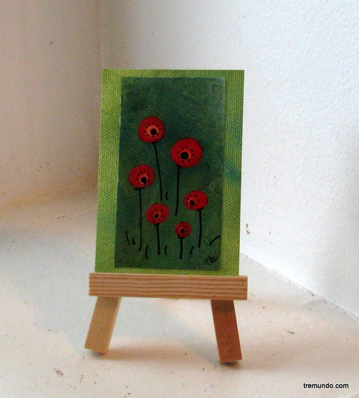 poppy fields- original mixed media ACEO by Tremundo