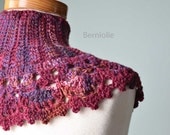 Darkred and purple crochet collar capelet B171