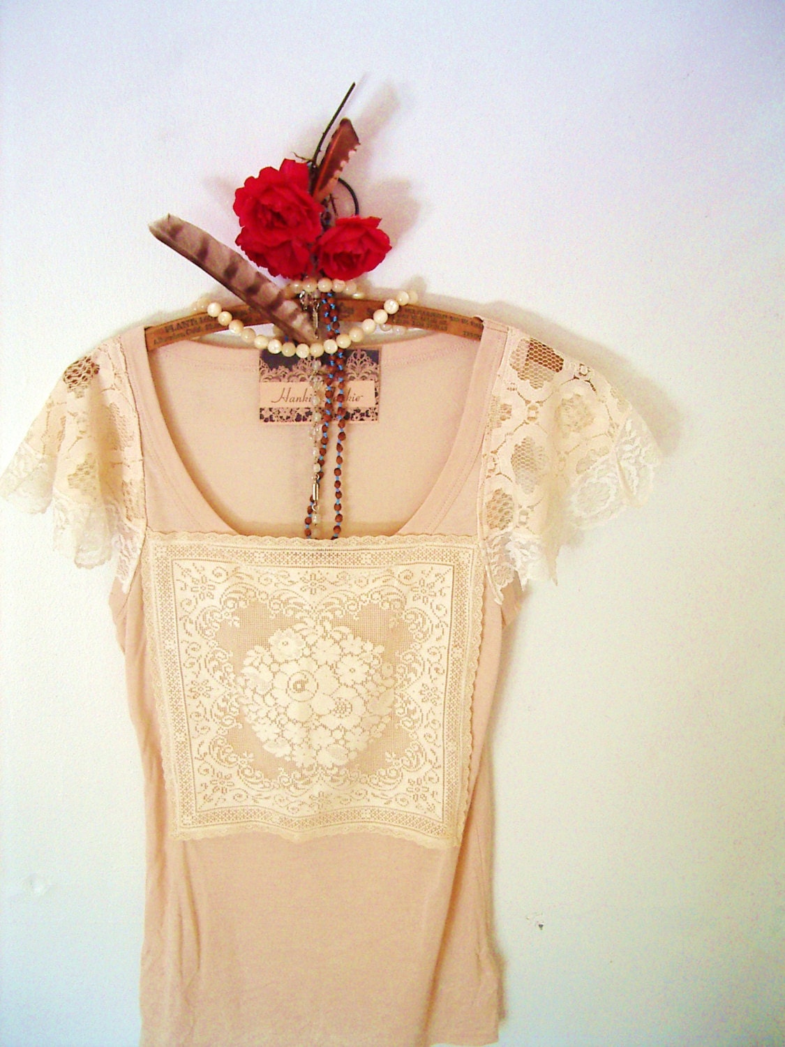 gypsy flapper top lace blouse tunic natural vanilla cream boho shirt romantic neutral nude blush