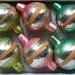 Spring Sale...Gorgeous Pastel Striped Mercury Glass Garland Ornaments Aqua Pink and Chartreuse