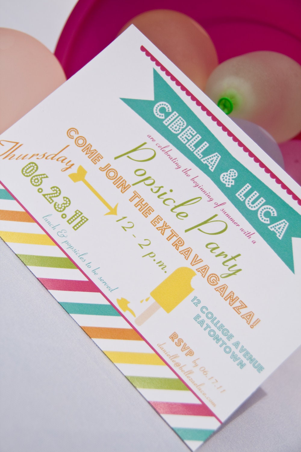 Popsicle Summer Party Birthday Party Carnival Style Printable Invitation by Belleza e Luce
