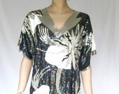 Vintage 80s Glam  Sequin and Beaded   Slouchy  Metallic Blouse
