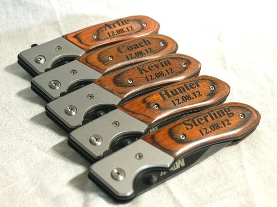 SET OF 1 Personalized,Laser Engraved,Hunting Knife,Pakkawood,Best Man