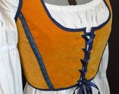 Sunburst Orange Velvet Renaissance Medieval Corset Bustier
