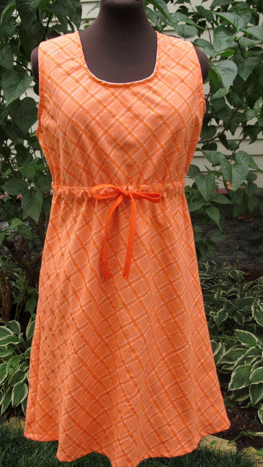 Sleeveless Dress - Gathered Empire Waist - Upcycled Cotton - Size Medium