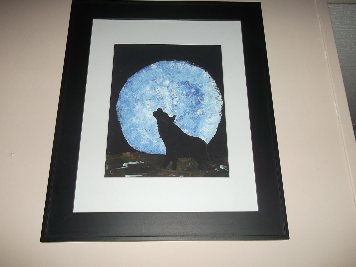 By the Light of the Blue Moon With Wolf Painting