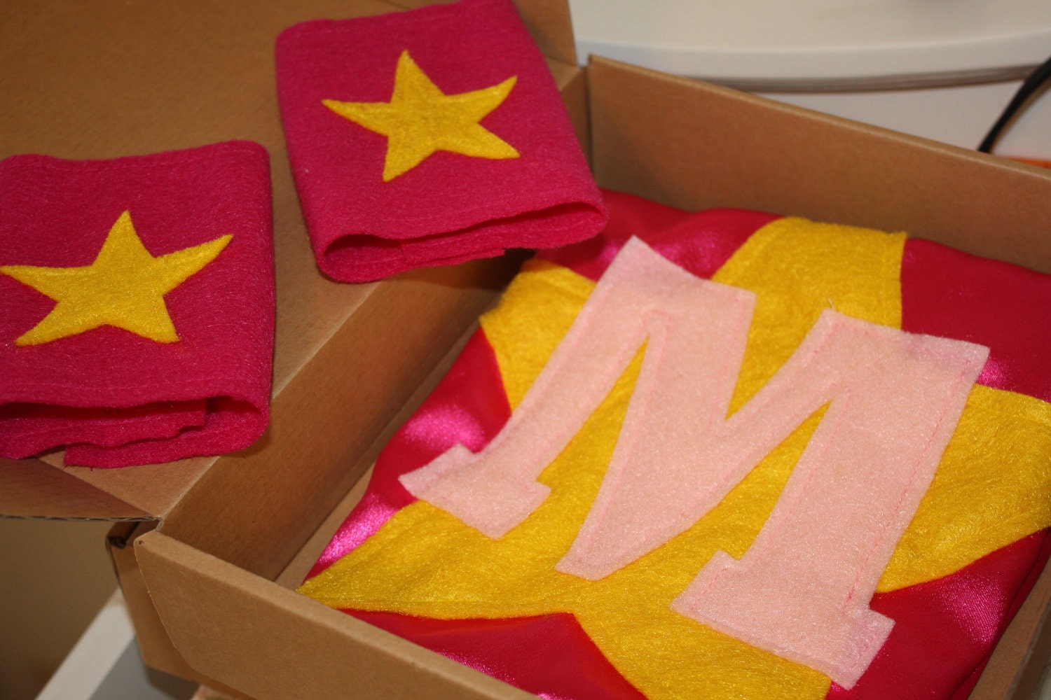 PINK Silky Superhero Set- Cape, wristbands, mask