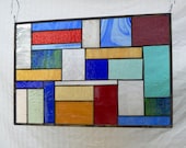 Patchwork Quilt Stained Glass Panel Window Treatment  Stained Glass Crazy Quilt