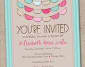 Printable Baby Shower Invitation Digital File Blue and Pink Bunting