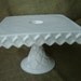 Vintage Milk Glass Square Pedestal Cake Stand Wedding Decor