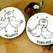 Love Bird Wedding Ring Bearer Pillow, Bowl Set - Always & Forever - HandMade Painted LoveBirds Wedding, Vow Renewals Ring Holder Dishes