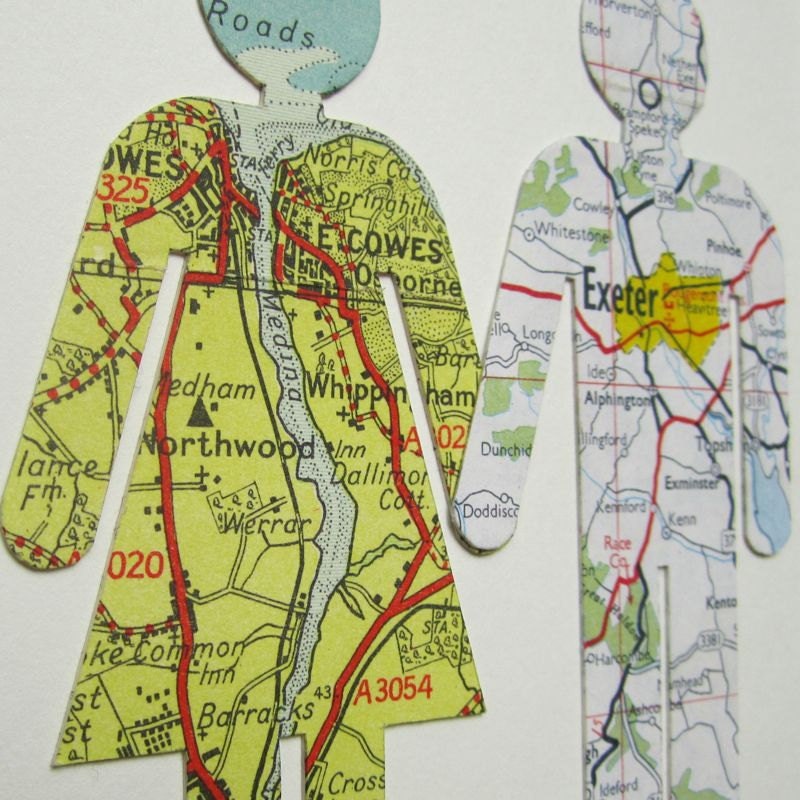 Where We're From - Customised Vintage Map Figures - 2d Unframed
