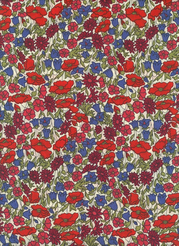 Fabric by Liberty of London tana lawn Poppies and Daisies 6x27"