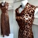 Vintage 60s Dress Size 36 Chest Disco Leopard Sleeveless Satin maxi 70s