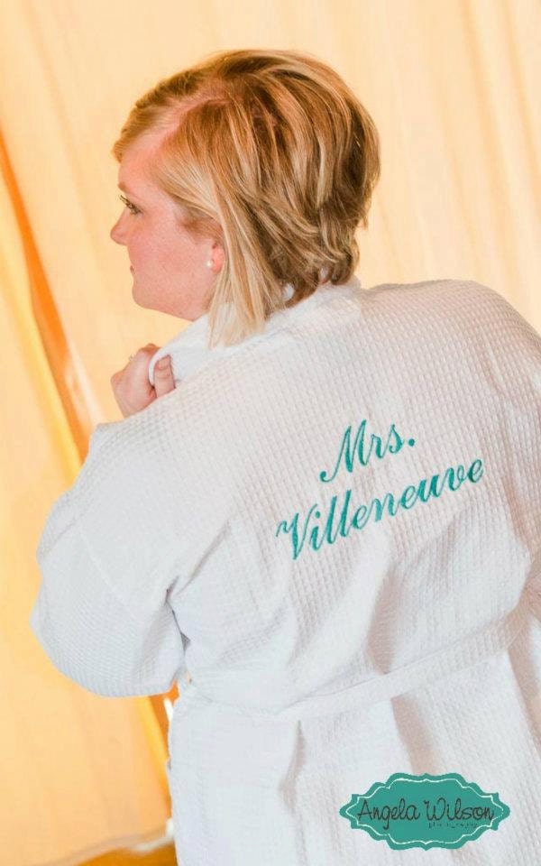 Personalized Robe Bride front & back embroidery Wedding Date and Bride or Mrs. or I Do waffle weave spa robe