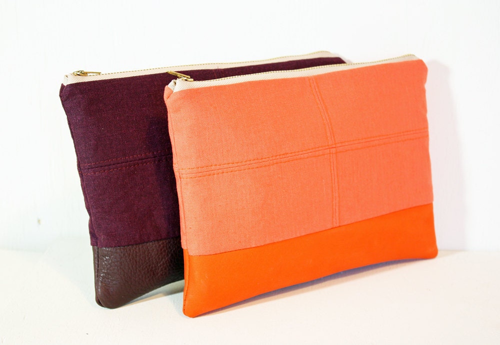 ATP Mini Clutch- Coral and Leather Clutch