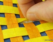Yellow Orange and Blue Weave Origami Tessellation